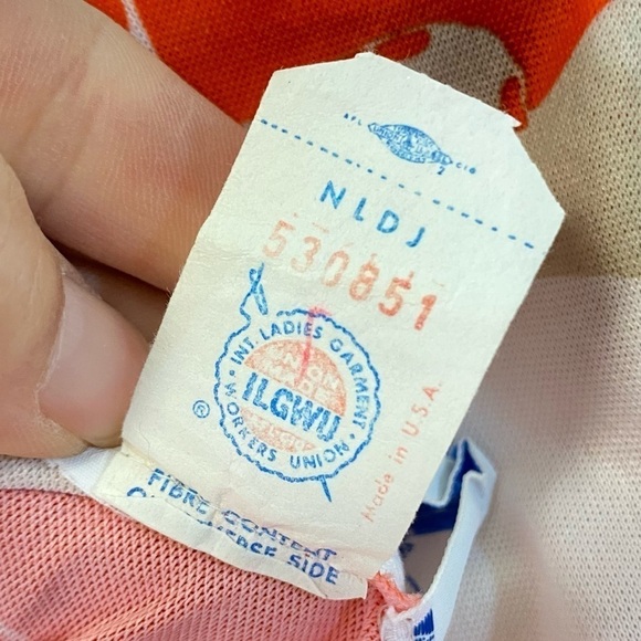 Vintage Top & Maxi Skirt 60s 2 Piece Set Orange Floral Psychedelic Print S / M - Picture 11 of 11